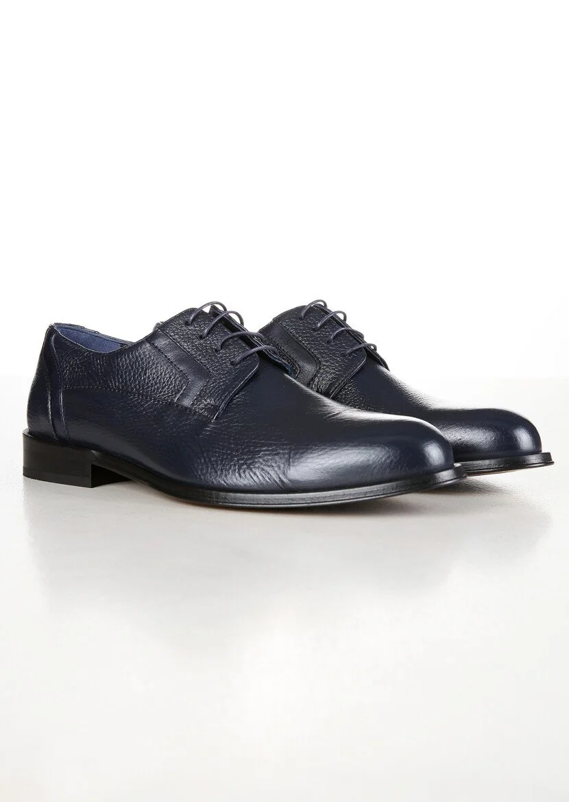 Navy Blue Leather Shoes - 3