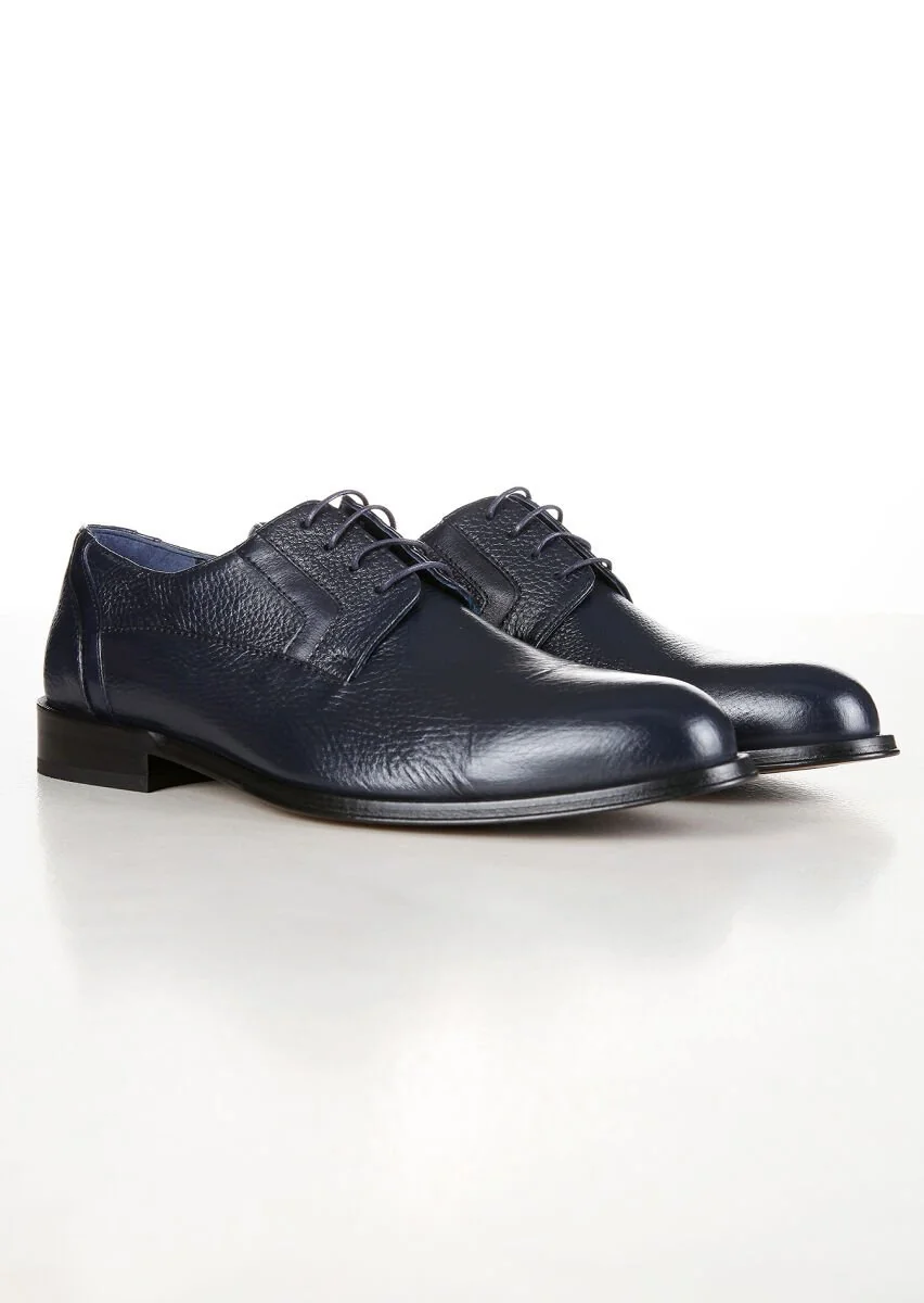 Navy Blue Leather Shoes - 3