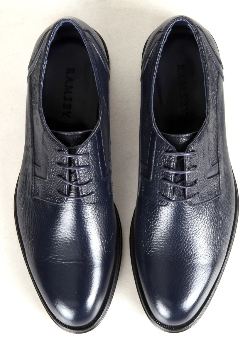Navy Blue Leather Shoes - 5