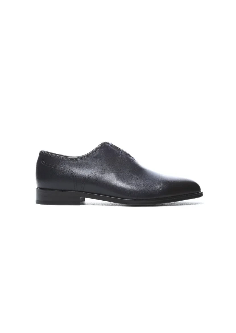 Navy Blue Leather Shoes - 1