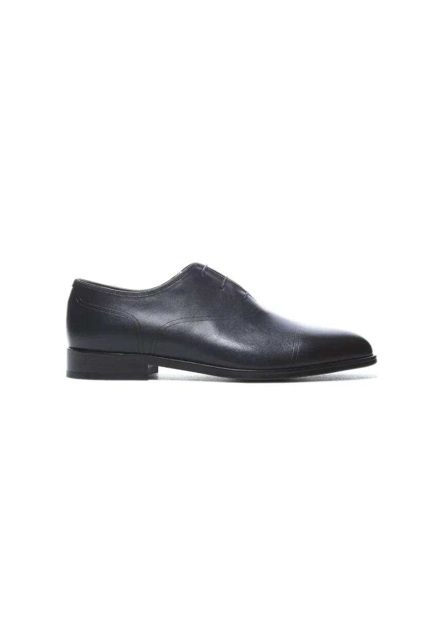 Navy Blue Leather Shoes - 1