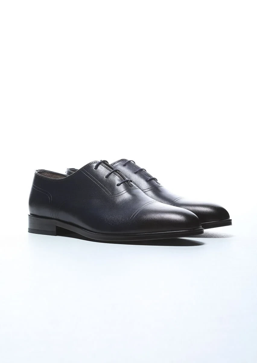 Navy Blue Leather Shoes - 2