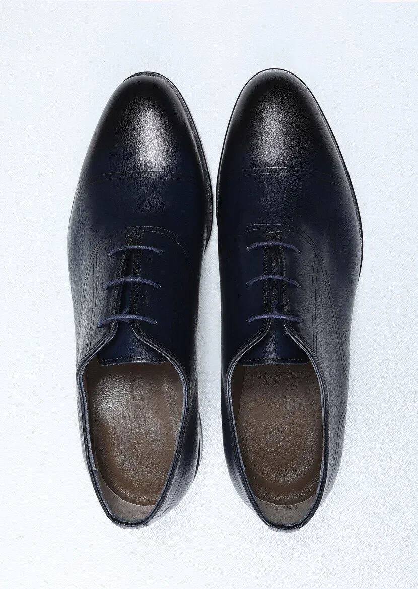 Navy Blue Leather Shoes - 5
