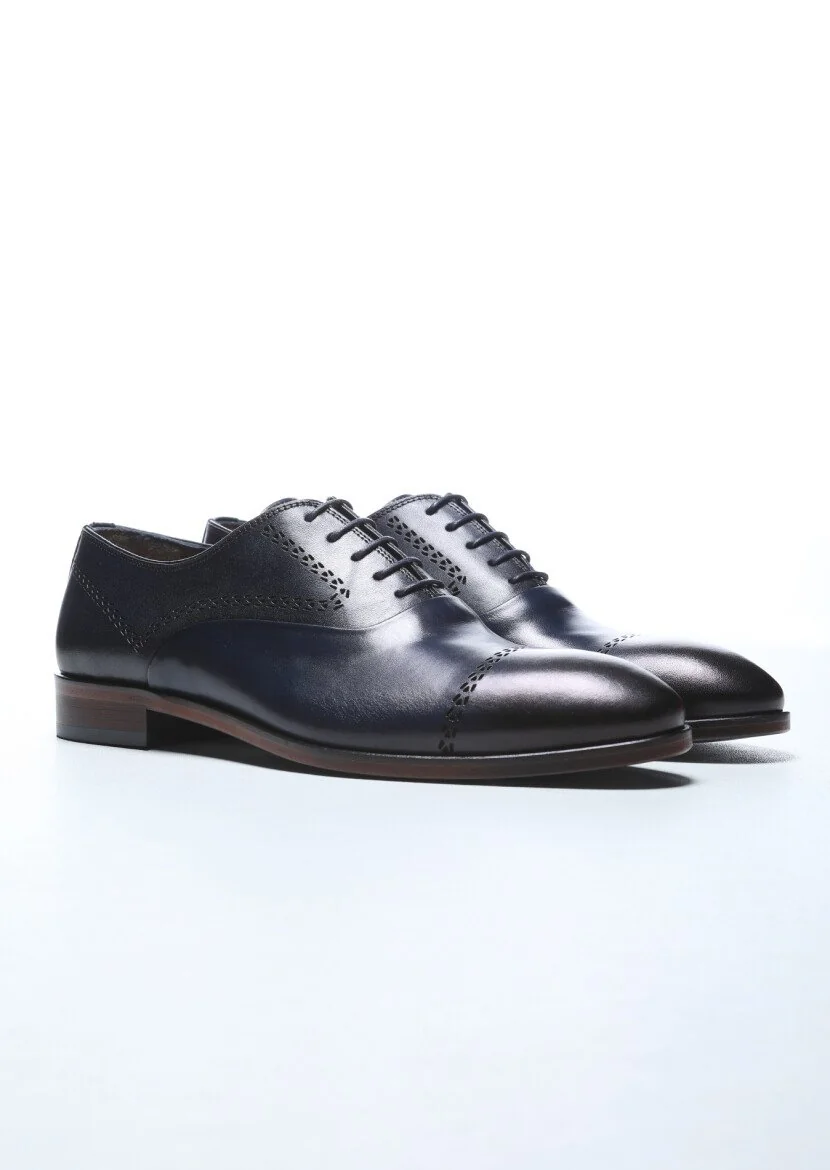 Navy Blue Leather Shoes - 2