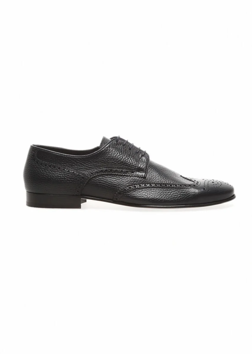 Navy Blue Leather Shoes - 1