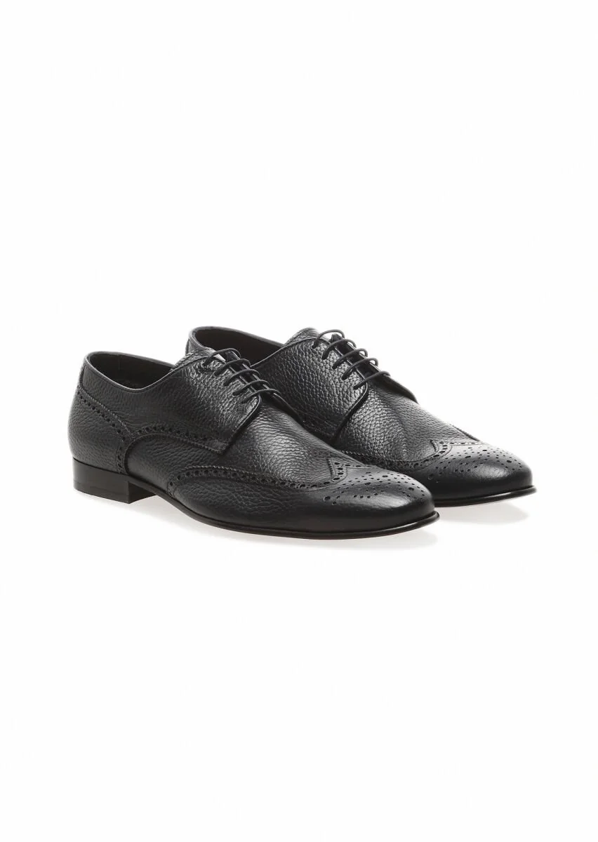 Navy Blue Leather Shoes - 2