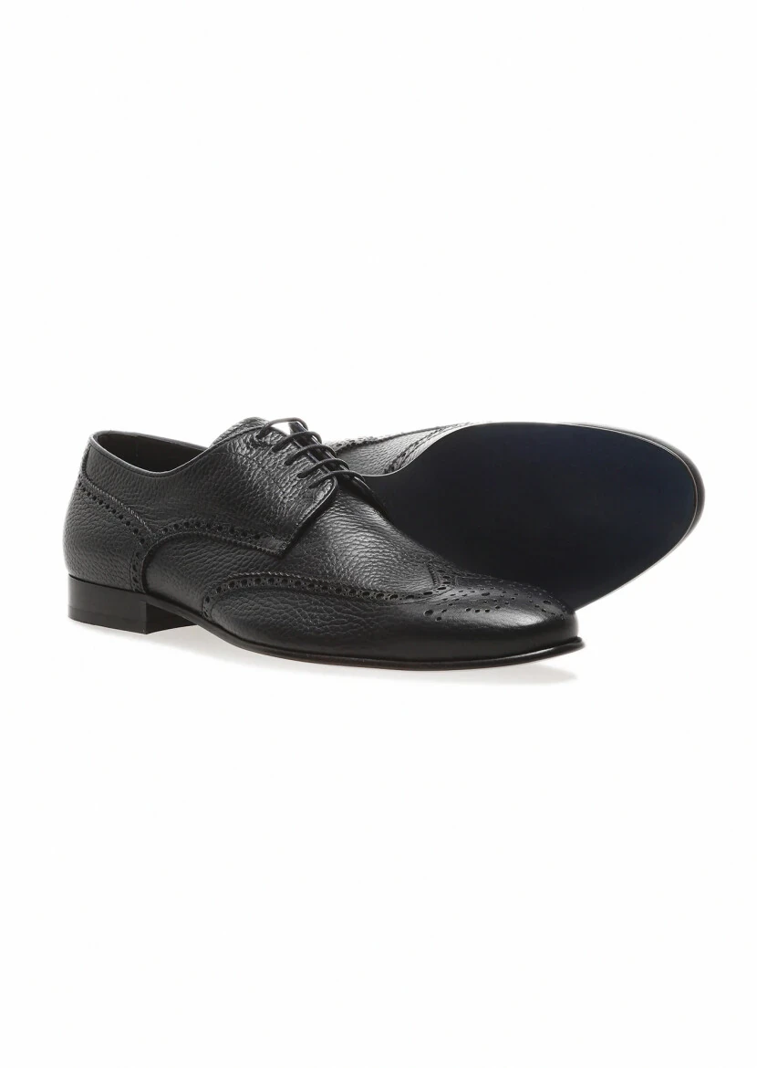 Navy Blue Leather Shoes - 3