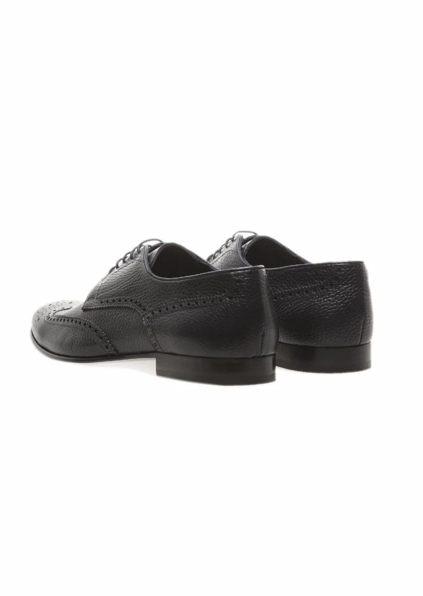 Navy Blue Leather Shoes - 4