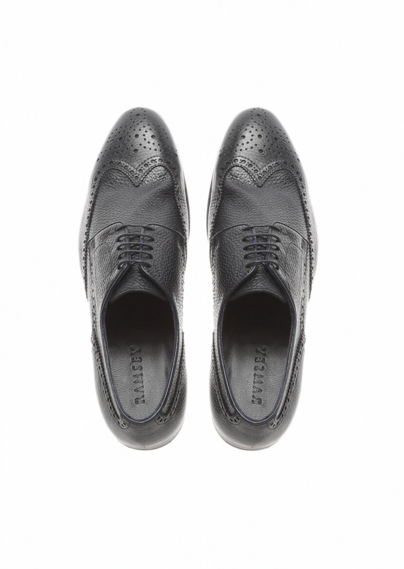 Navy Blue Leather Shoes - 5