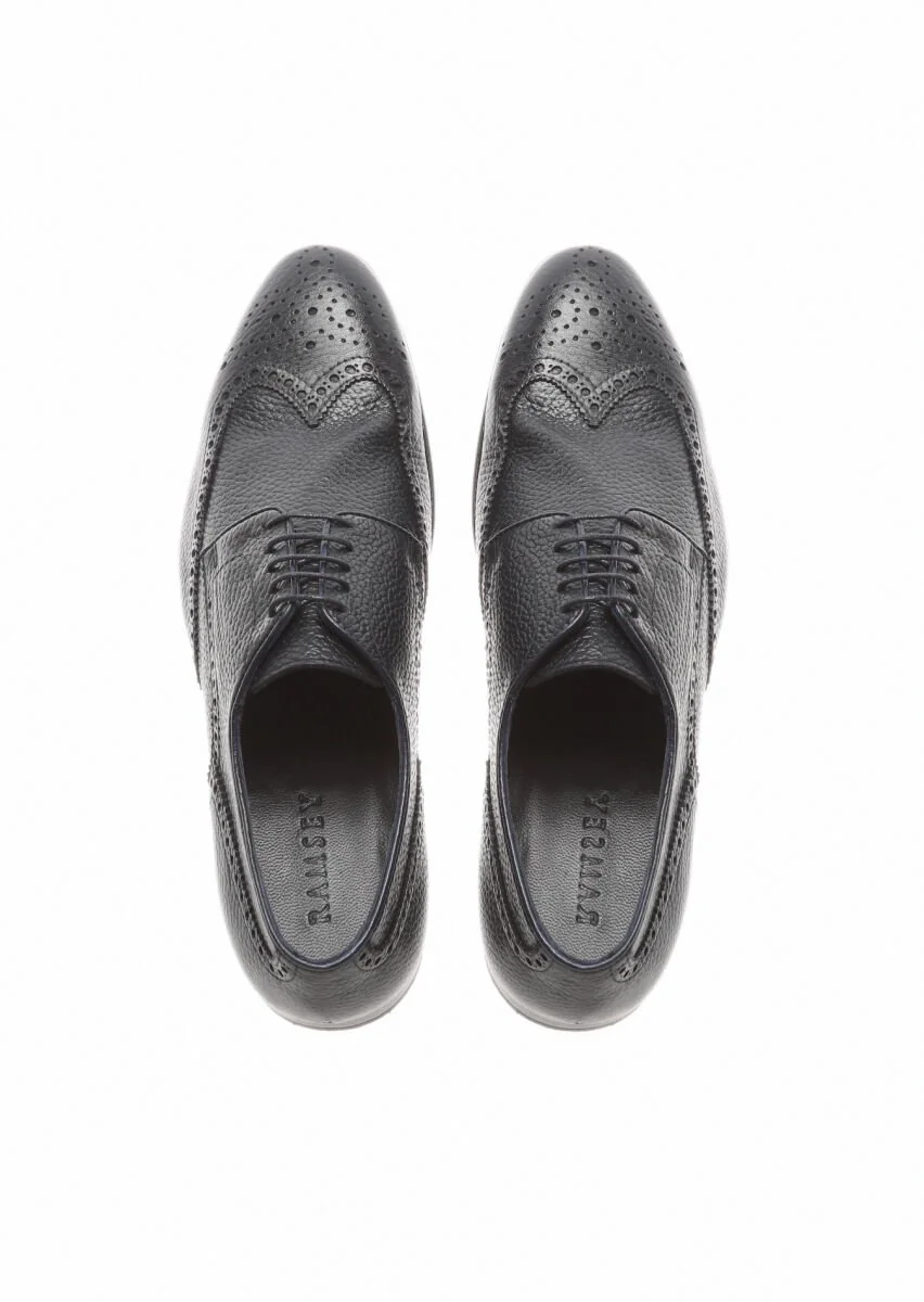 Navy Blue Leather Shoes - 5
