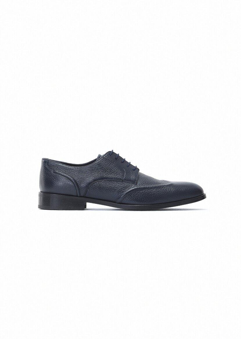 Navy Blue Leather Shoes - 1