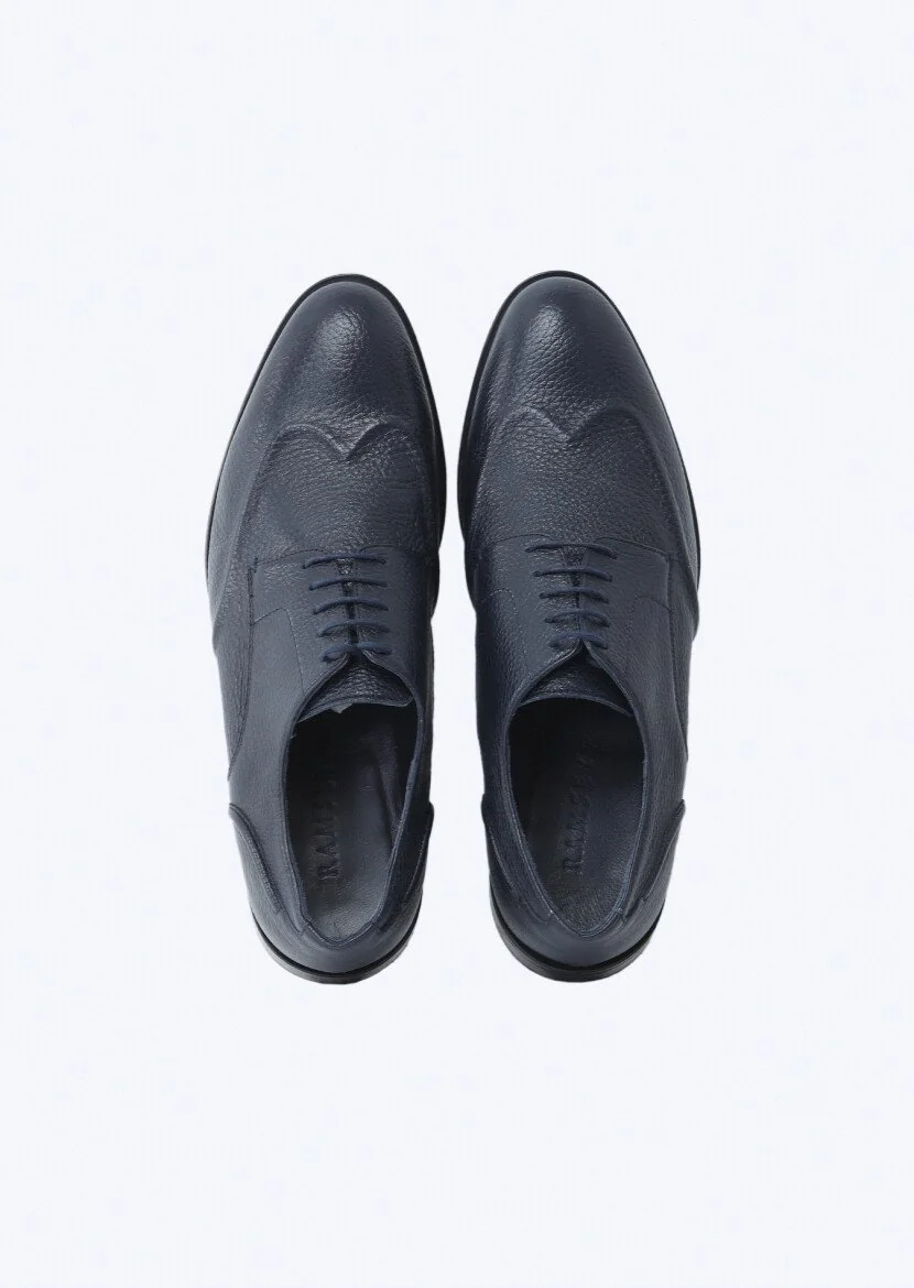 Navy Blue Leather Shoes - 6