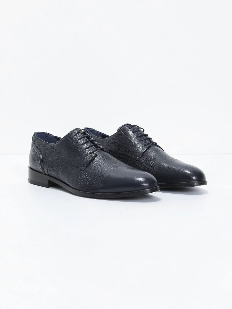 Navy Blue Leather Shoes - 2