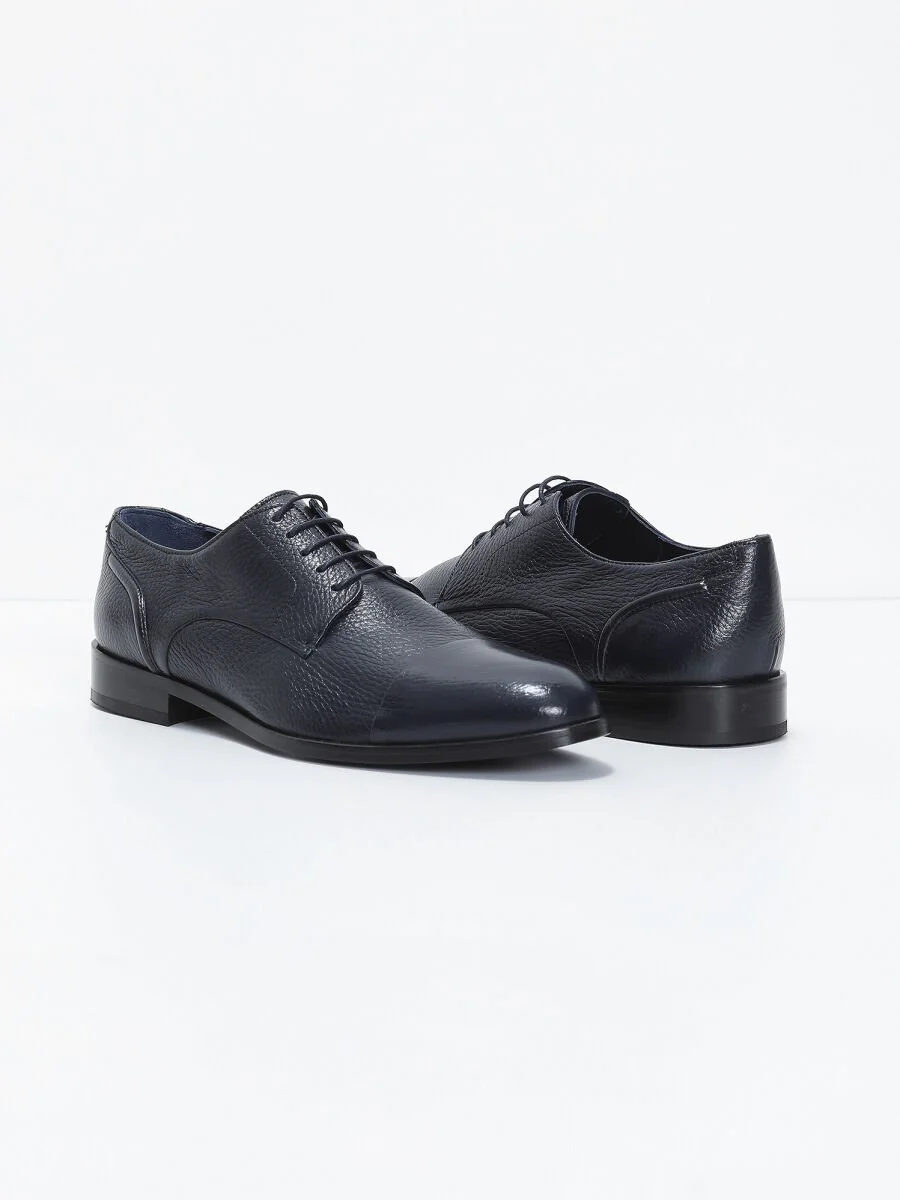 Navy Blue Leather Shoes - 3