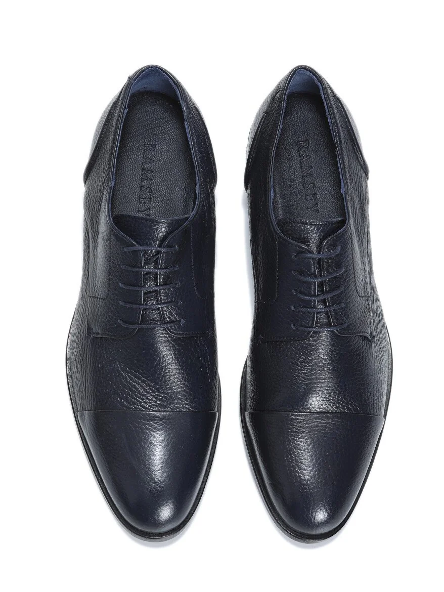 Navy Blue Leather Shoes - 5