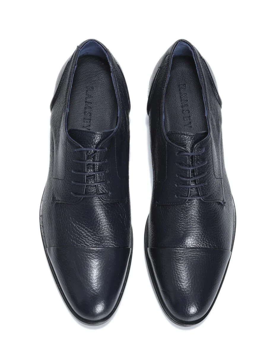 Navy Blue Leather Shoes - 5