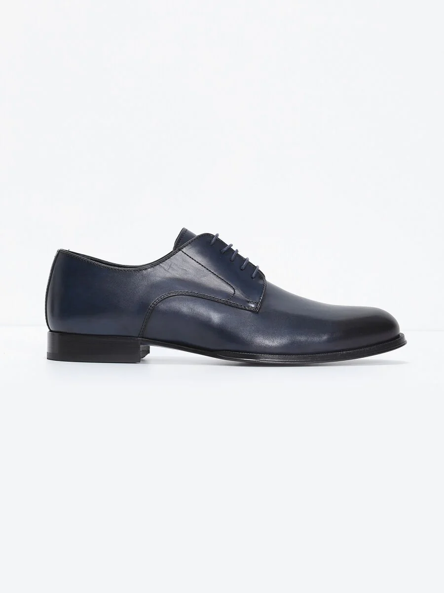 Navy Blue Leather Shoes - 1