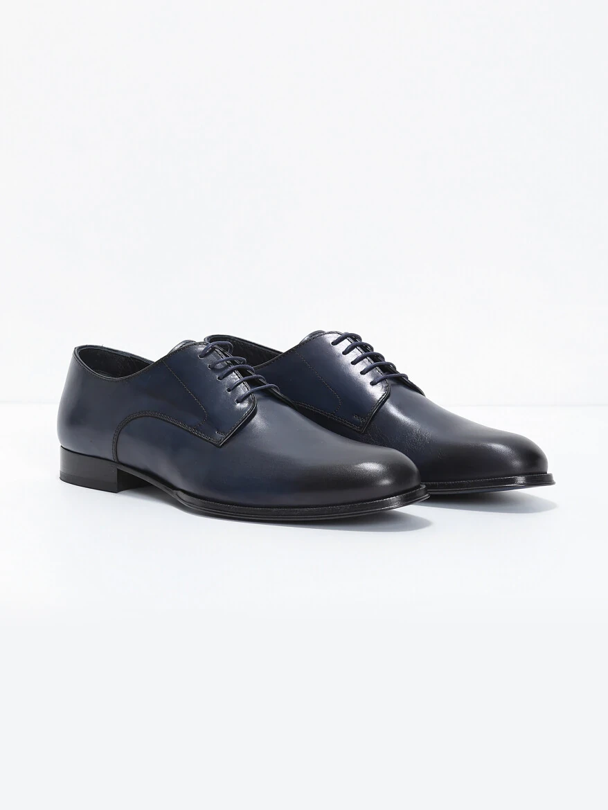 Navy Blue Leather Shoes 