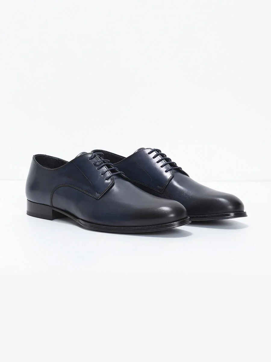 Navy Blue Leather Shoes - 2
