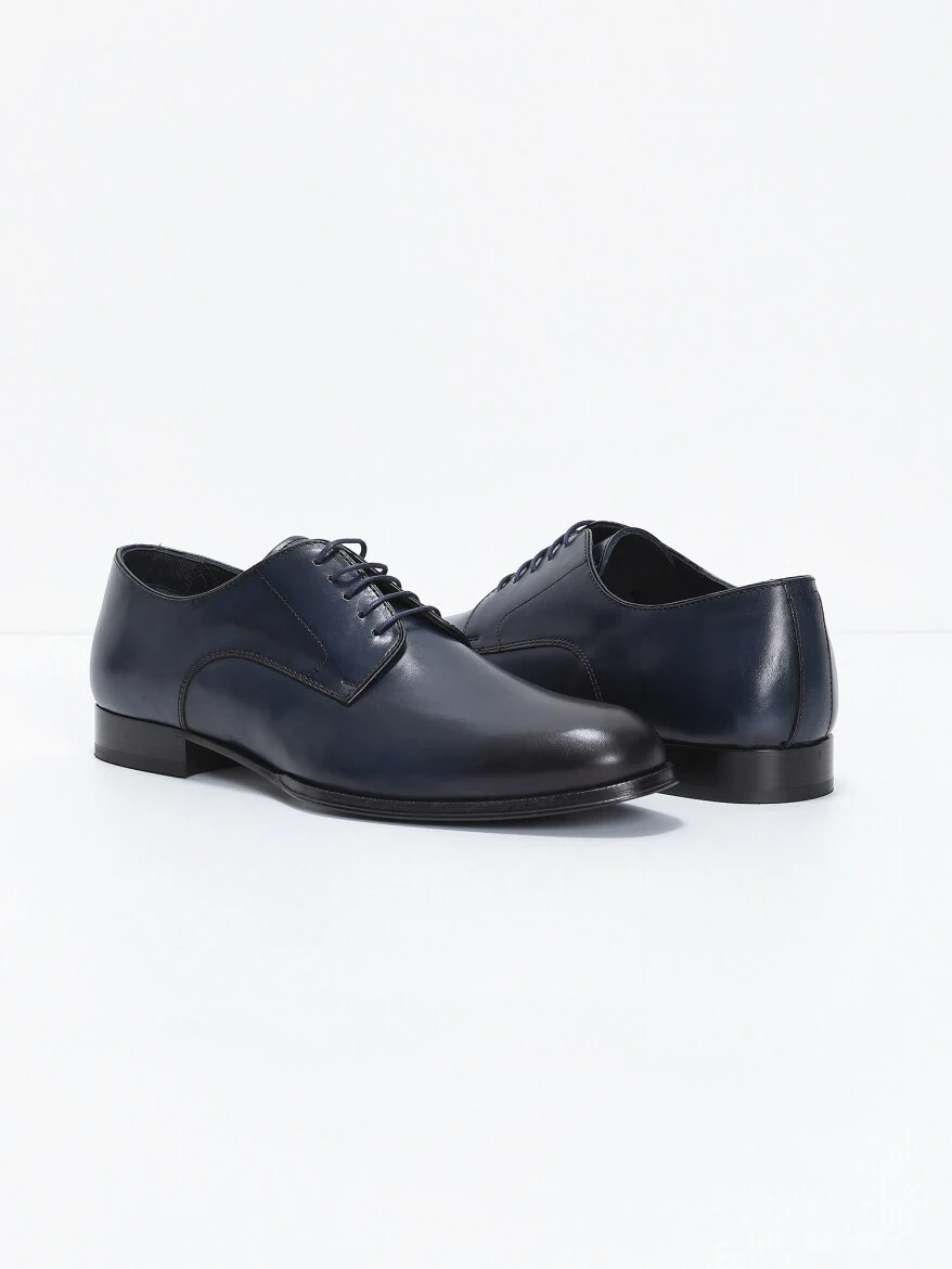 Navy Blue Leather Shoes - 3