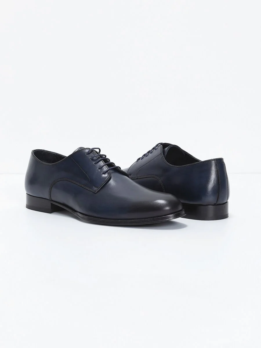 Navy Blue Leather Shoes - 3