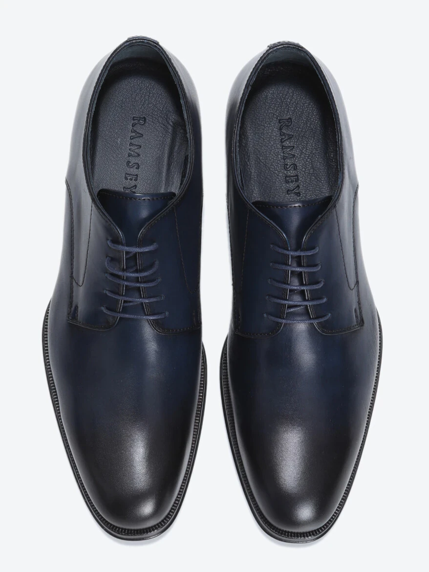 Navy Blue Leather Shoes - 5