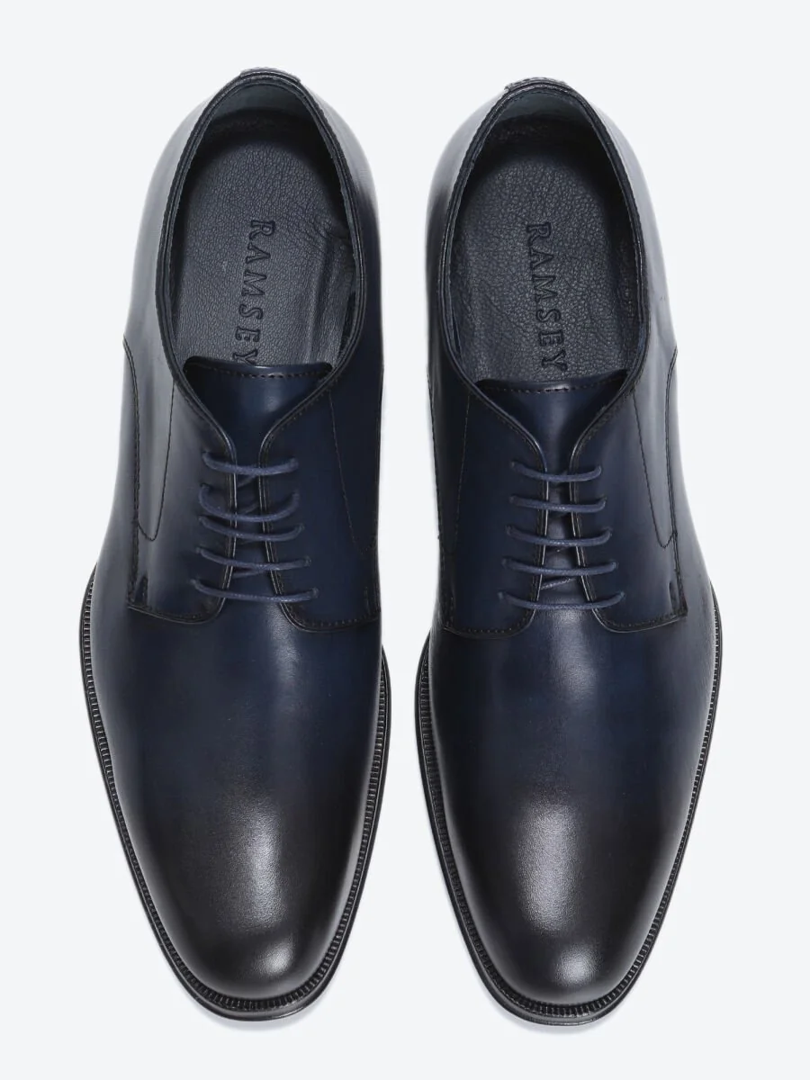 Navy Blue Leather Shoes - 5