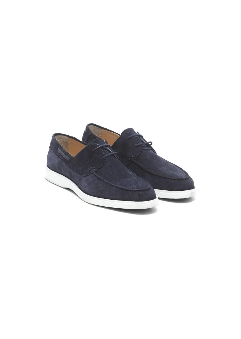 Navy Blue Leather Shoes 