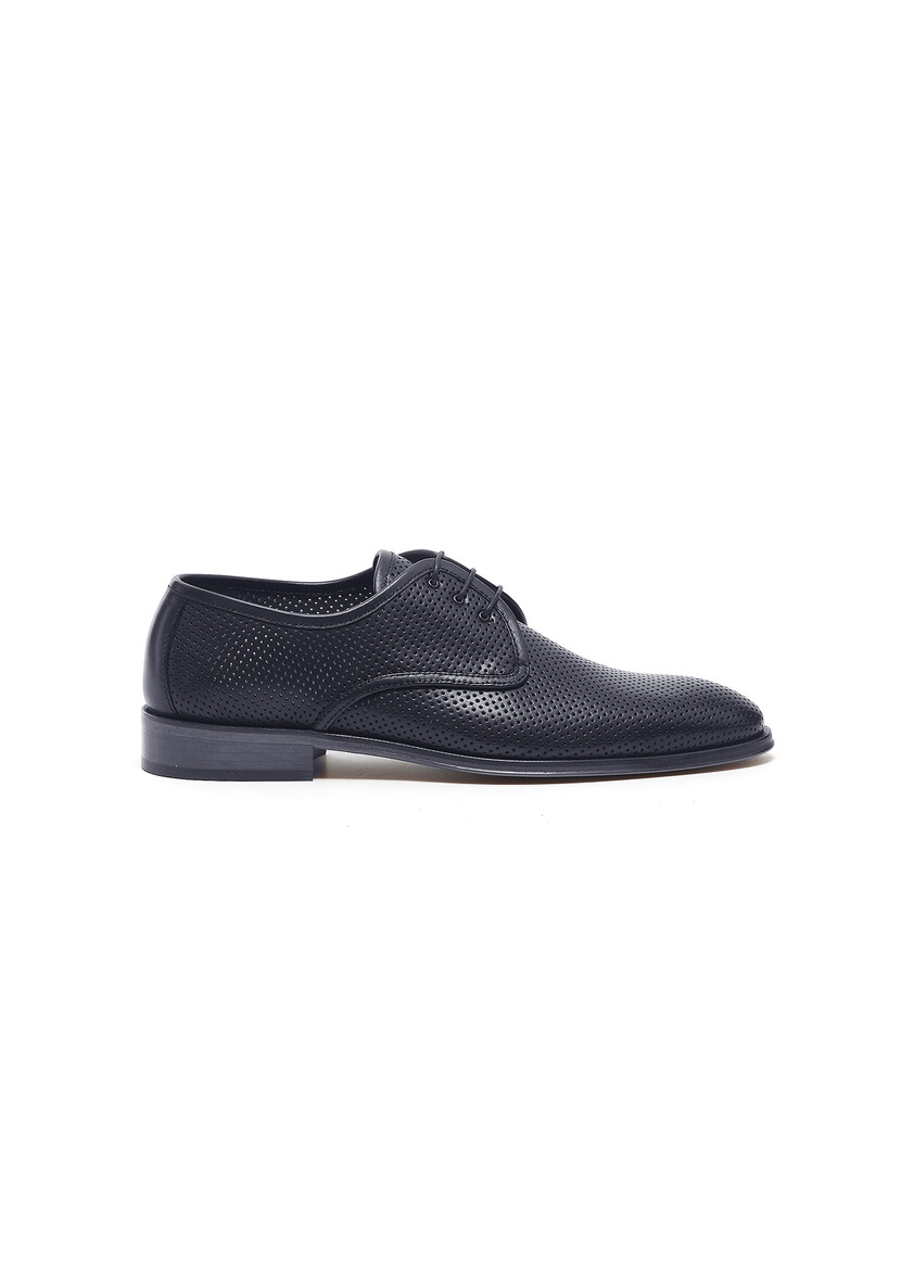 Navy Blue Leather Shoes - 1