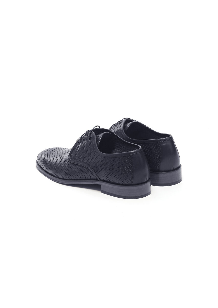 Navy Blue Leather Shoes - 4