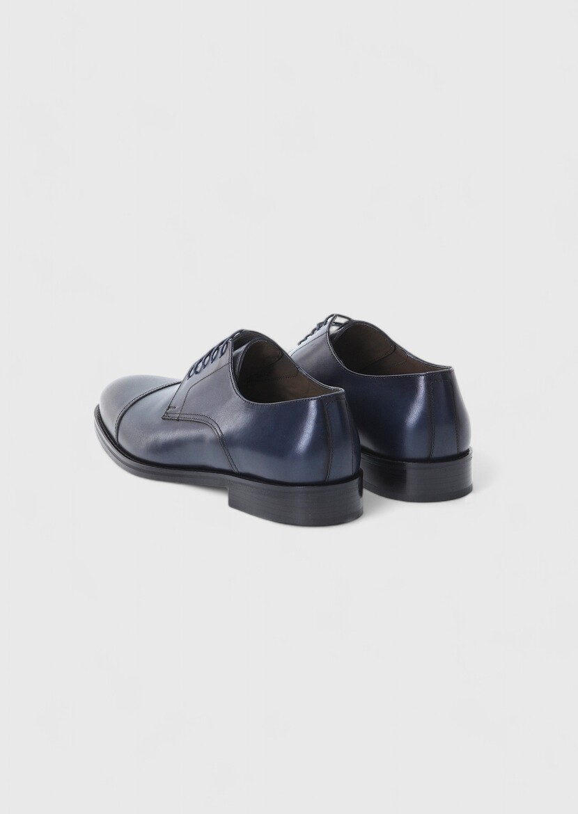 Navy Blue Leather Shoes - 4