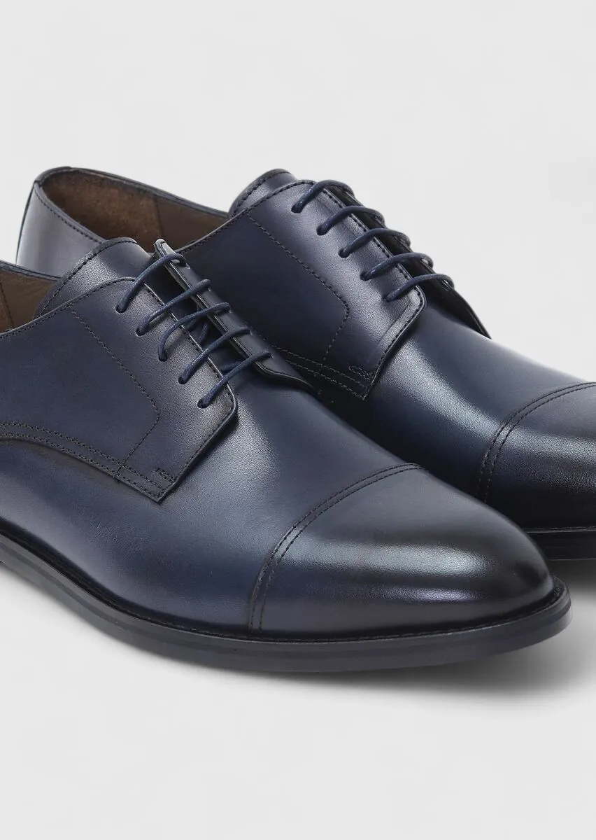Navy Blue Leather Shoes - 3