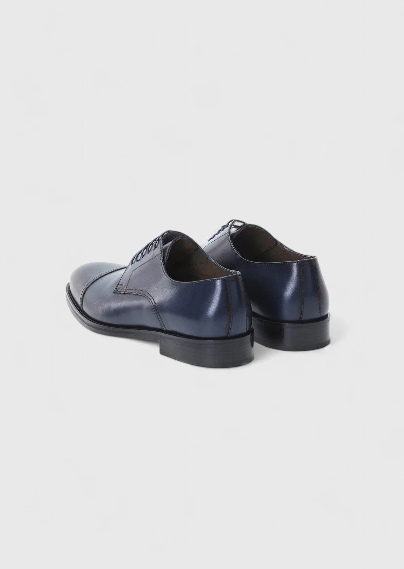 Navy Blue Leather Shoes - 4