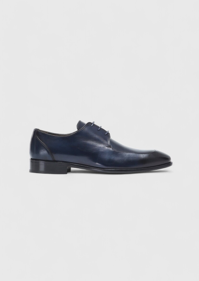 Navy Blue Leather Shoes - 1