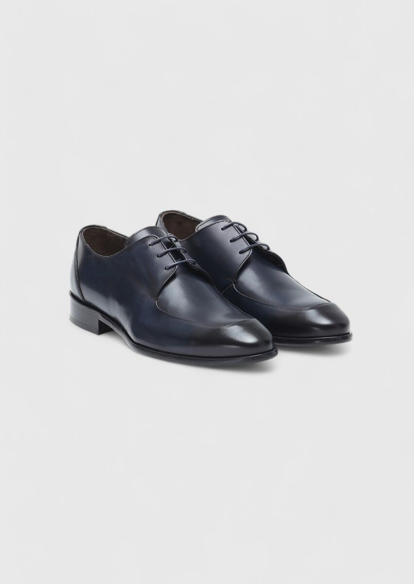 Navy Blue Leather Shoes - 2