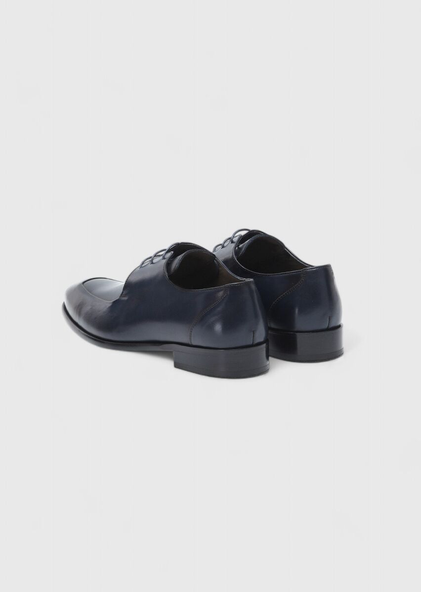 Navy Blue Leather Shoes - 4