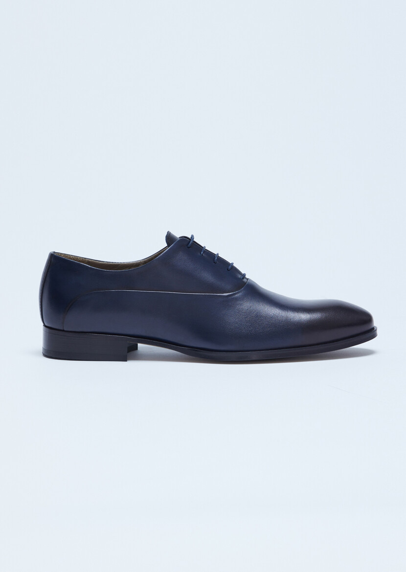 Navy Blue Leather Shoes - 1