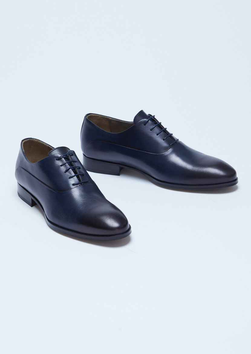 Navy Blue Leather Shoes - 3