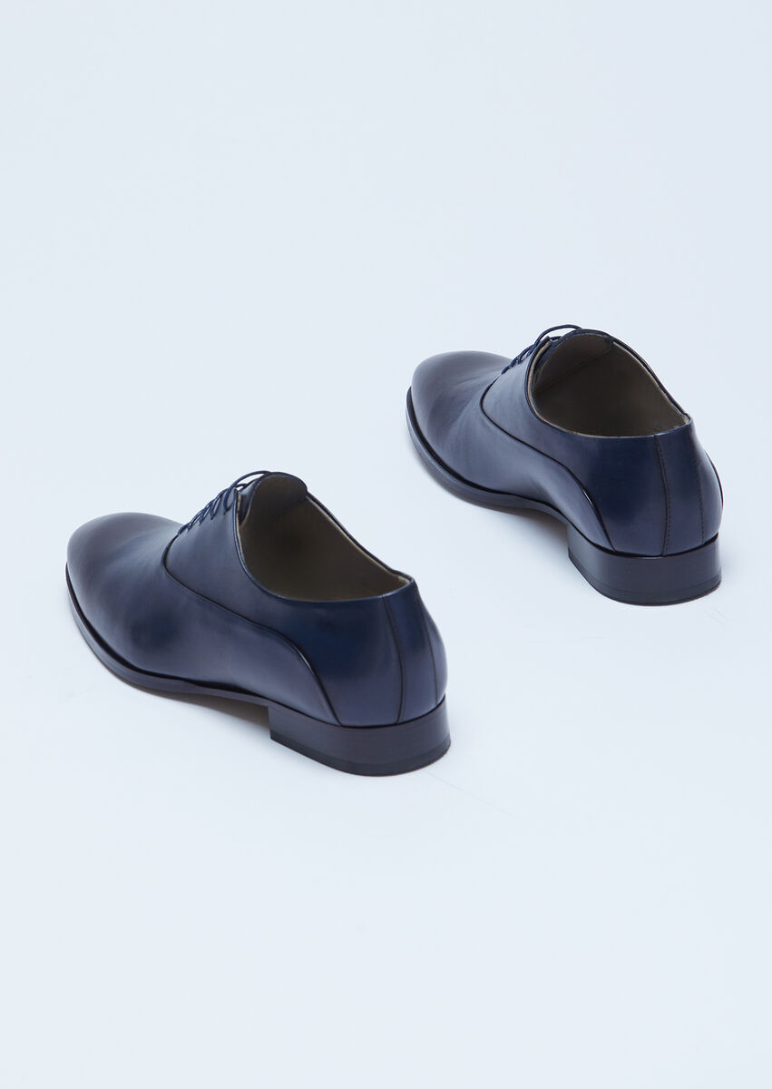 Navy Blue Leather Shoes - 5