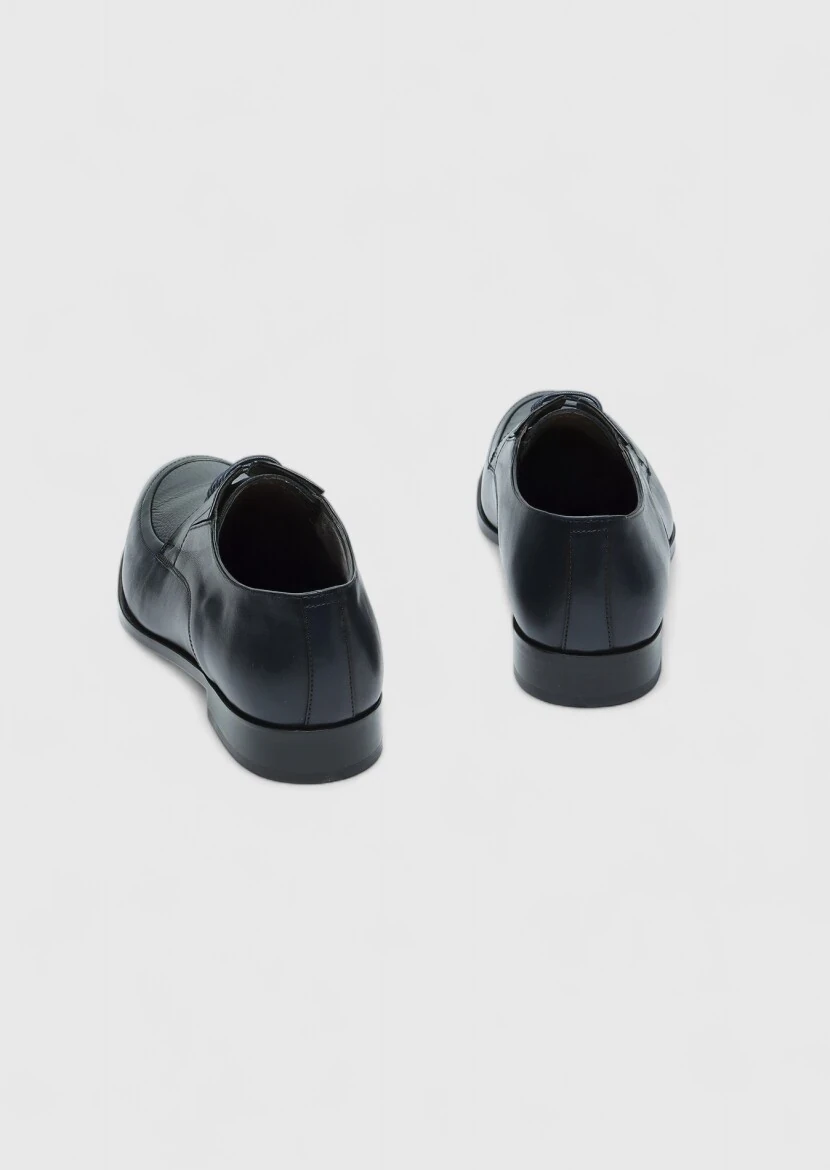 Navy Blue Leather Shoes - 5