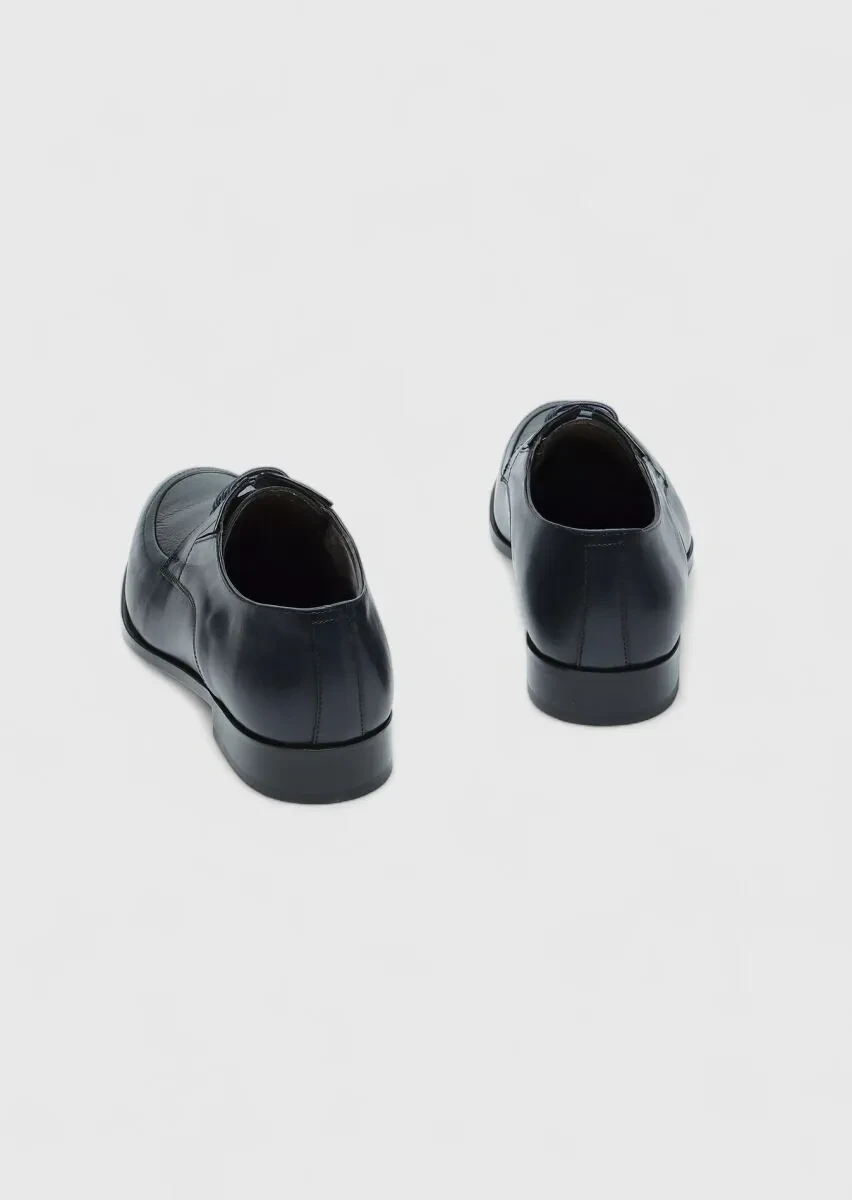 Navy Blue Leather Shoes - 5