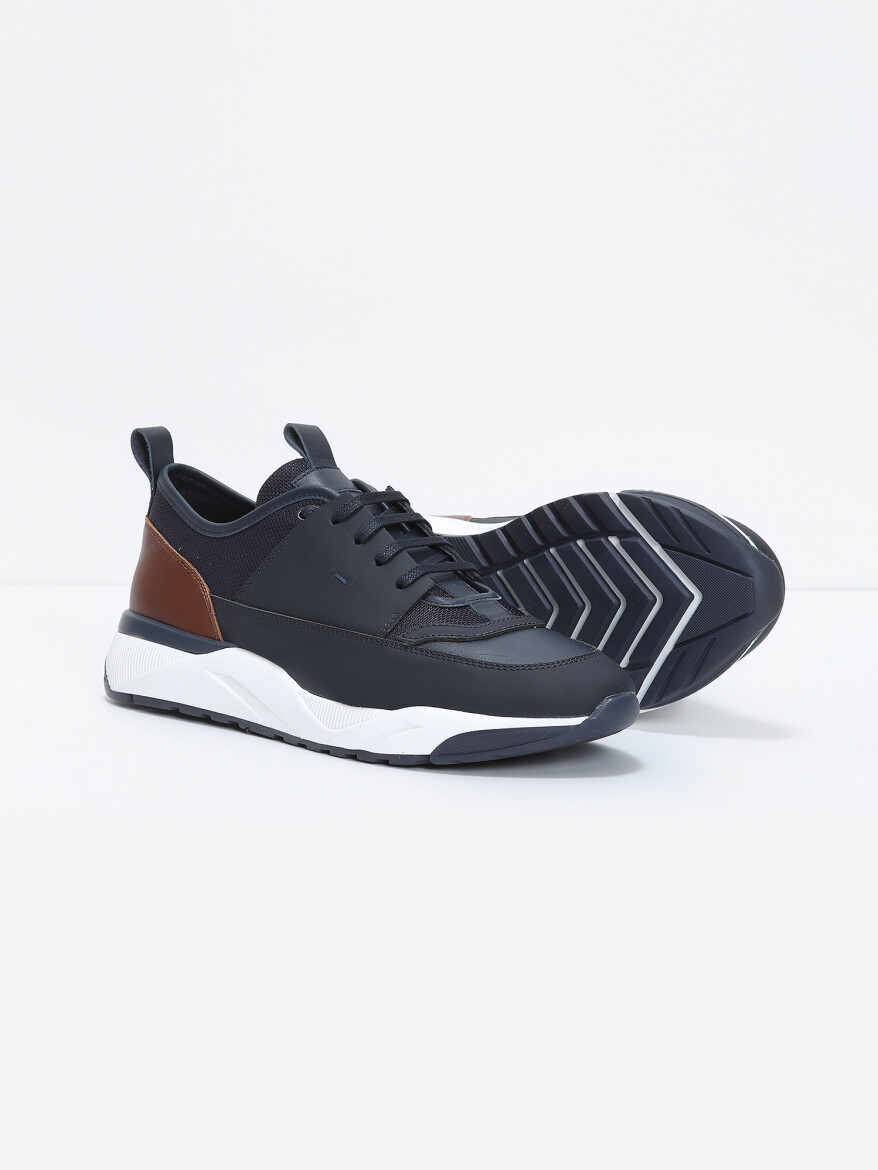 Navy Blue Leather Sneaker - 4