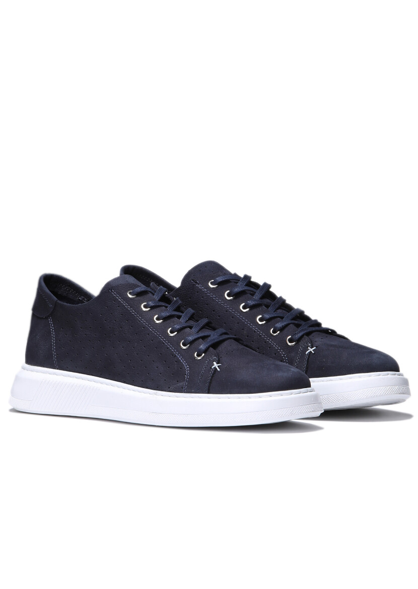 Navy Blue Leather Sneaker - 2