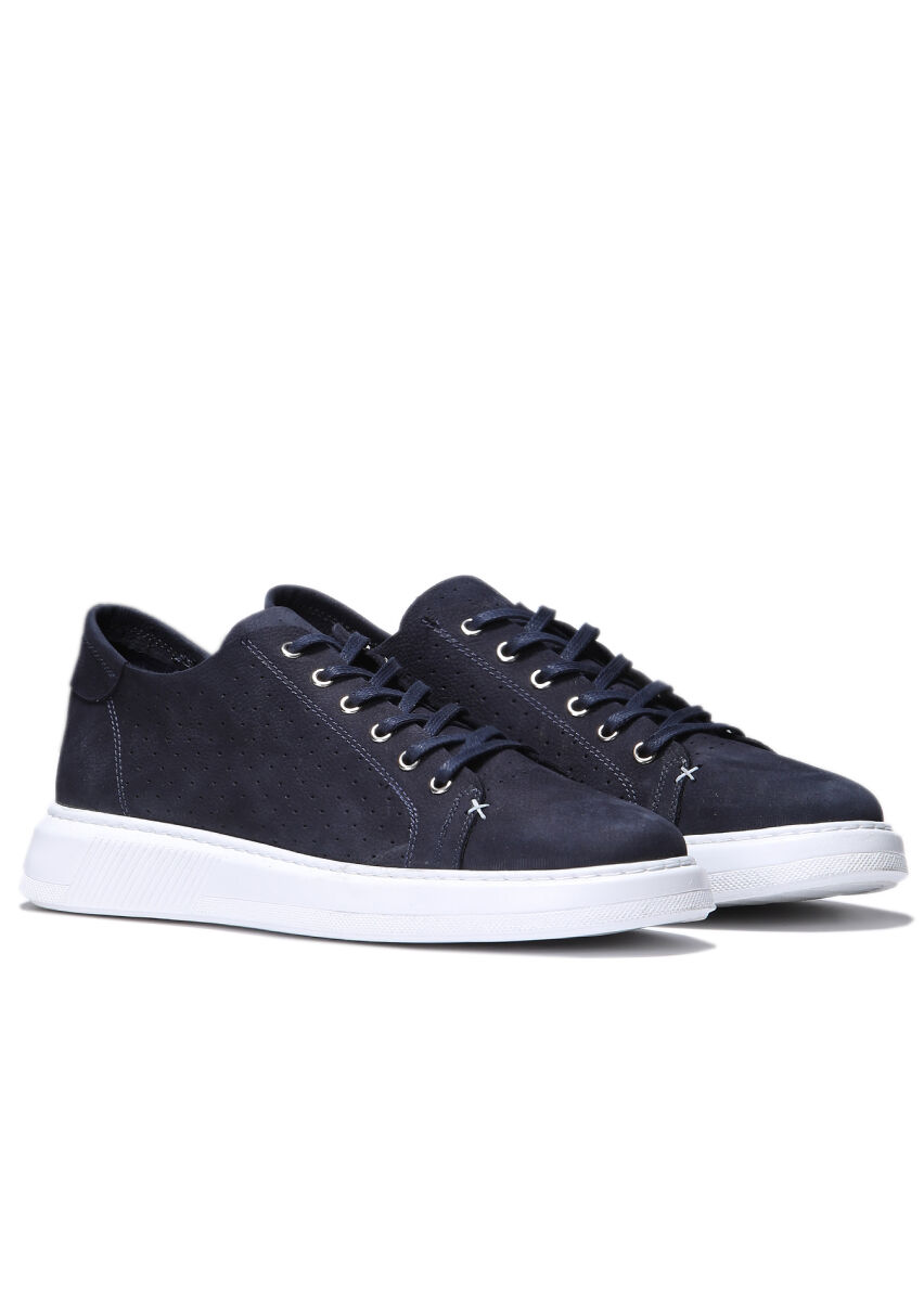 Navy Blue Leather Sneaker - 2