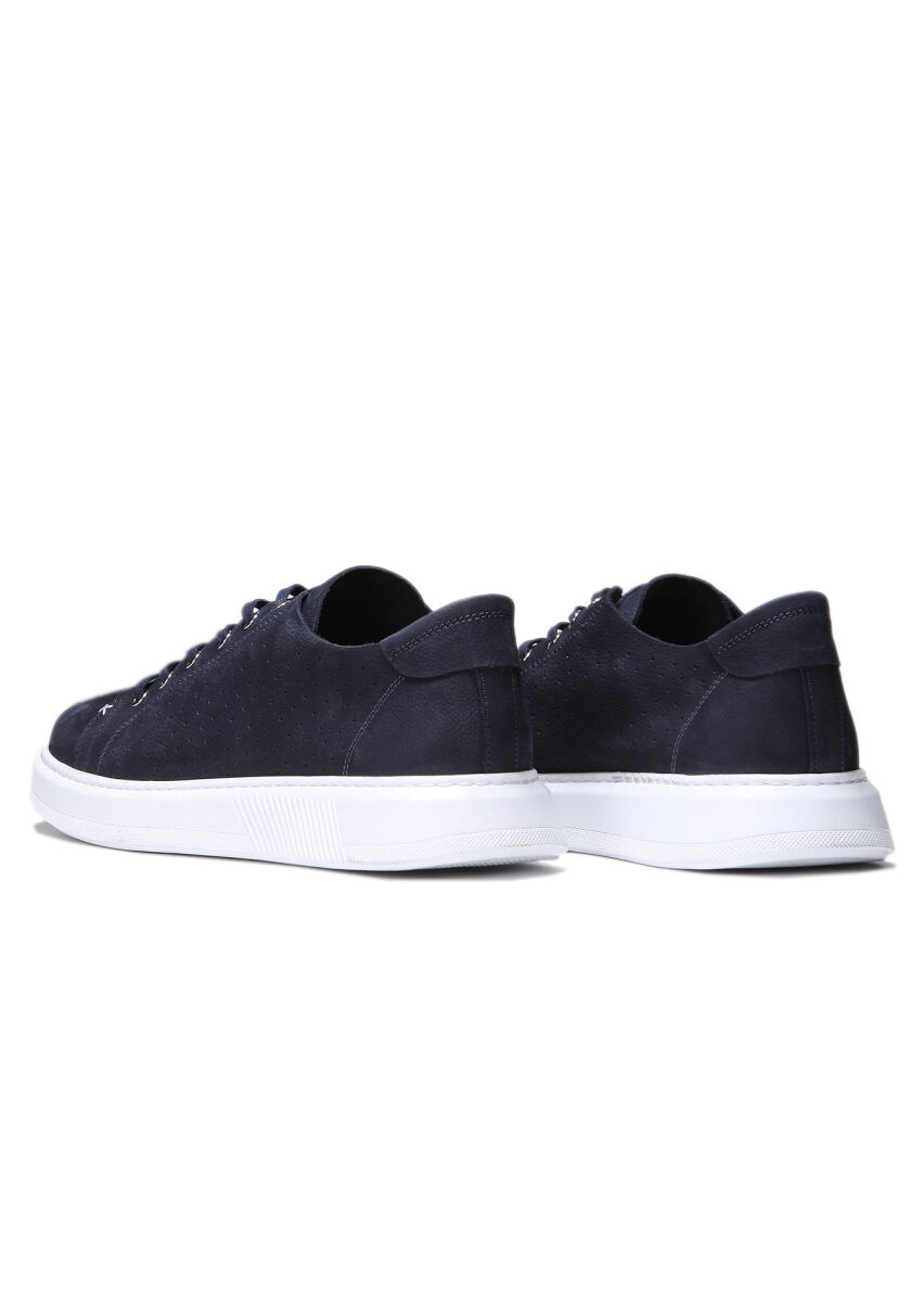 Navy Blue Leather Sneaker - 4