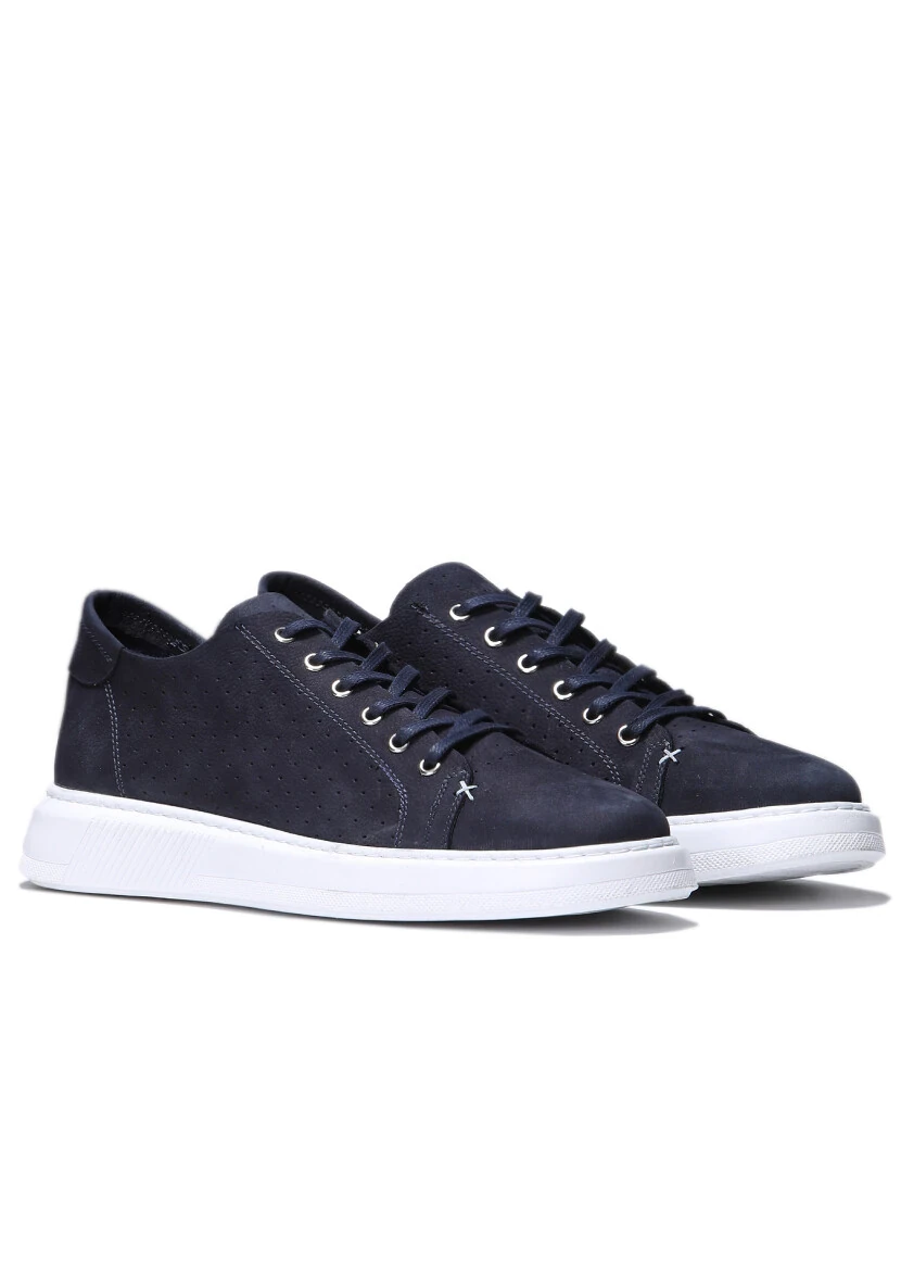 Navy Blue Leather Sneaker - 2