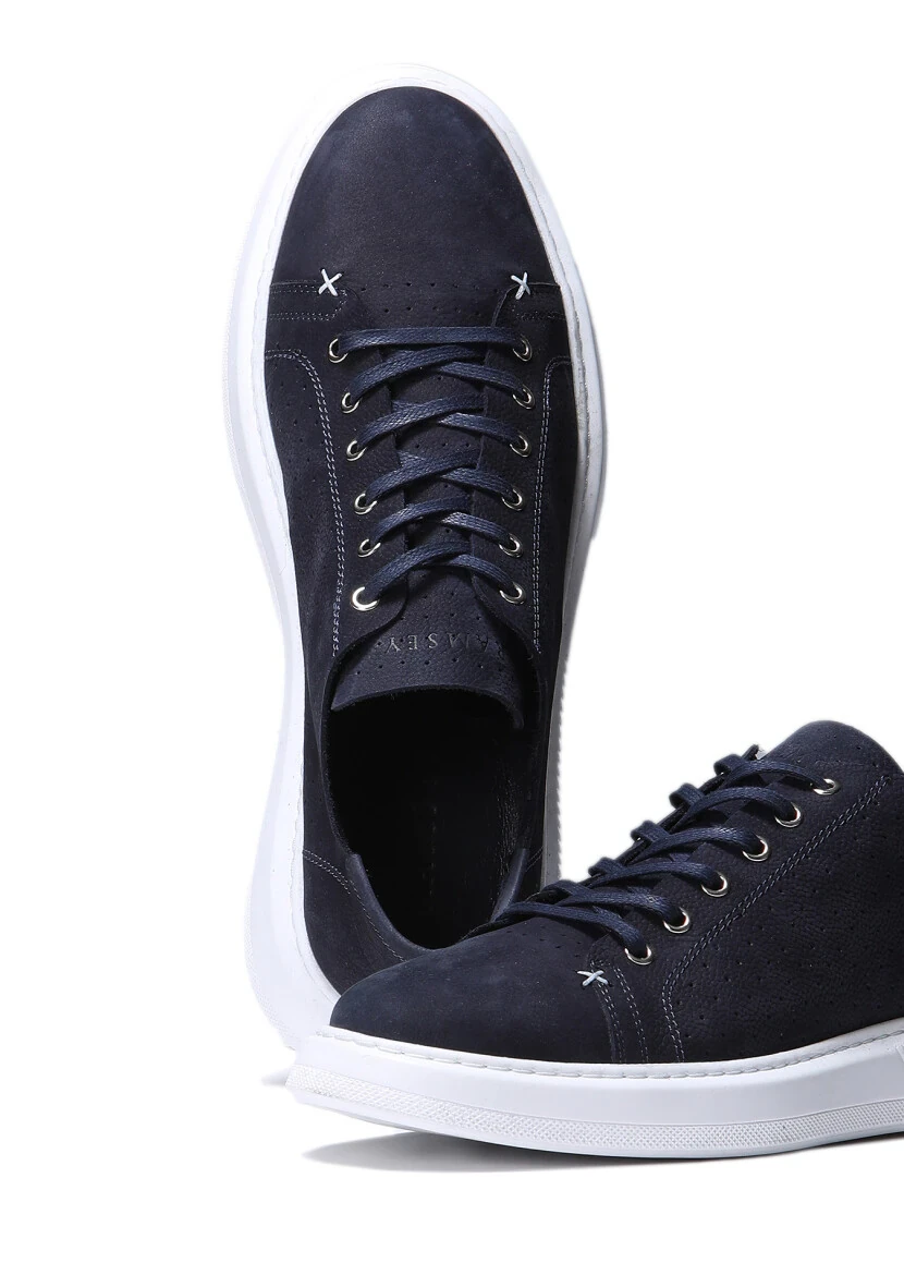 Navy Blue Leather Sneaker - 3