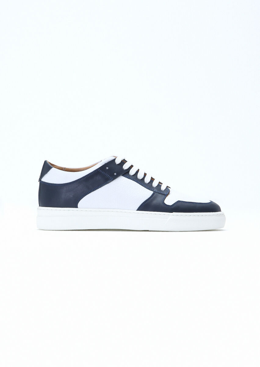 Navy Blue Leather Sneaker - 1