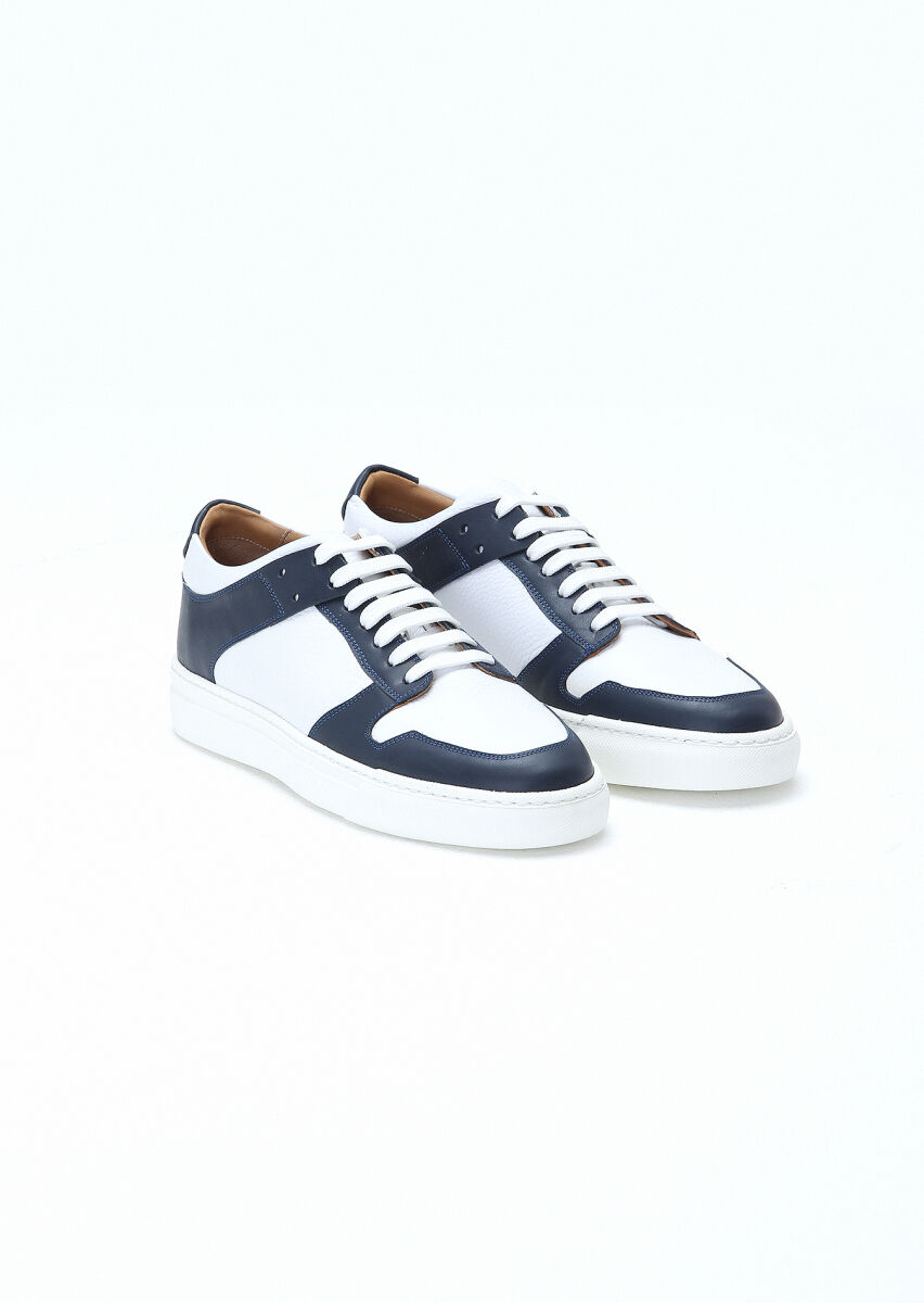 Navy Blue Leather Sneaker - 2