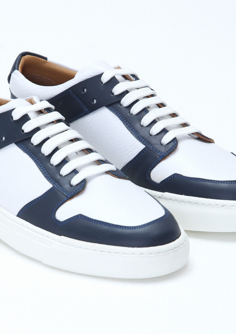 Navy Blue Leather Sneaker - 3